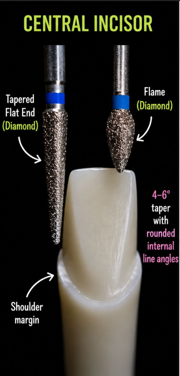 Central incisor preparation guide